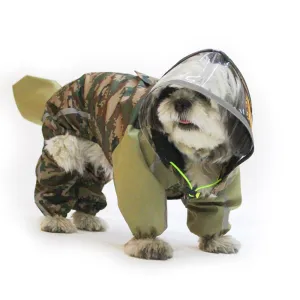 Dogobow Dino Raincoat for Dogs and Cats (Green Camo)