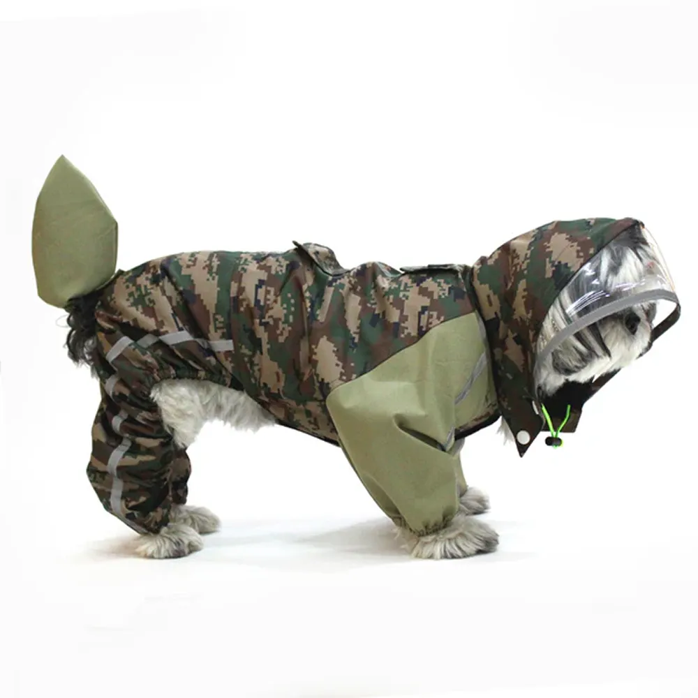 Dogobow Dino Raincoat for Dogs and Cats (Green Camo)