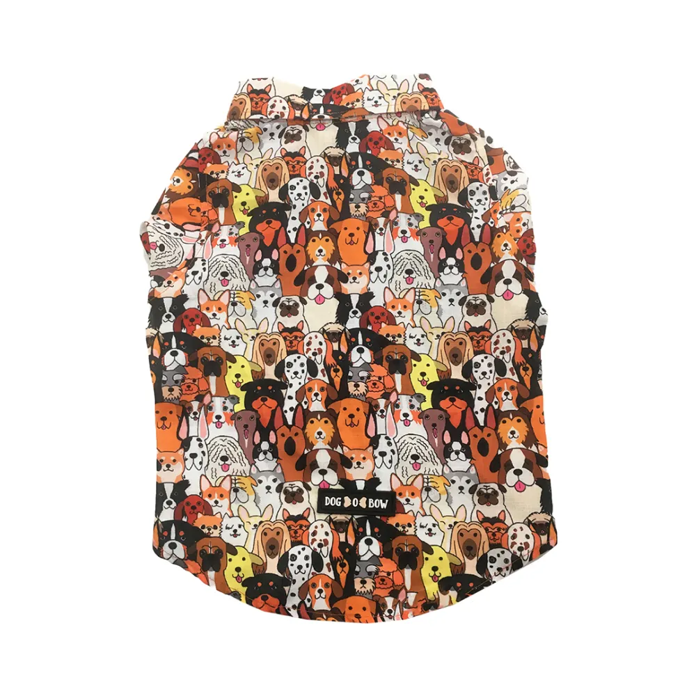 Dogobow Doggo Print Shirt for Dogs (Orange/White)