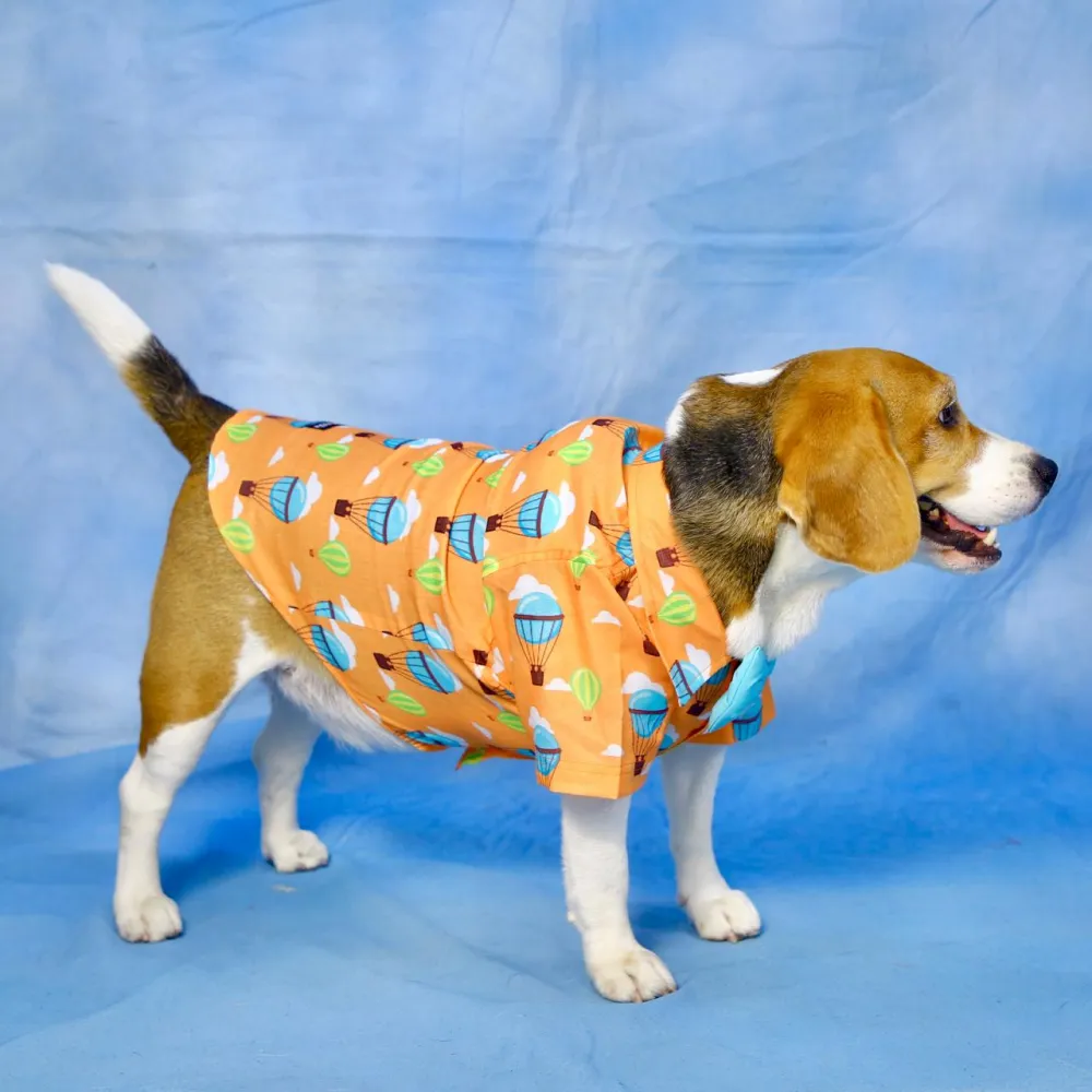 Dogobow Hot air Ballon Print Shirt for Dogs (Orange/Blue)