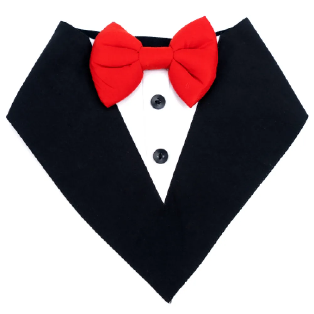 Dogobow Tuxedo Bandana for Dogs (Black) (Get a Bow Free)