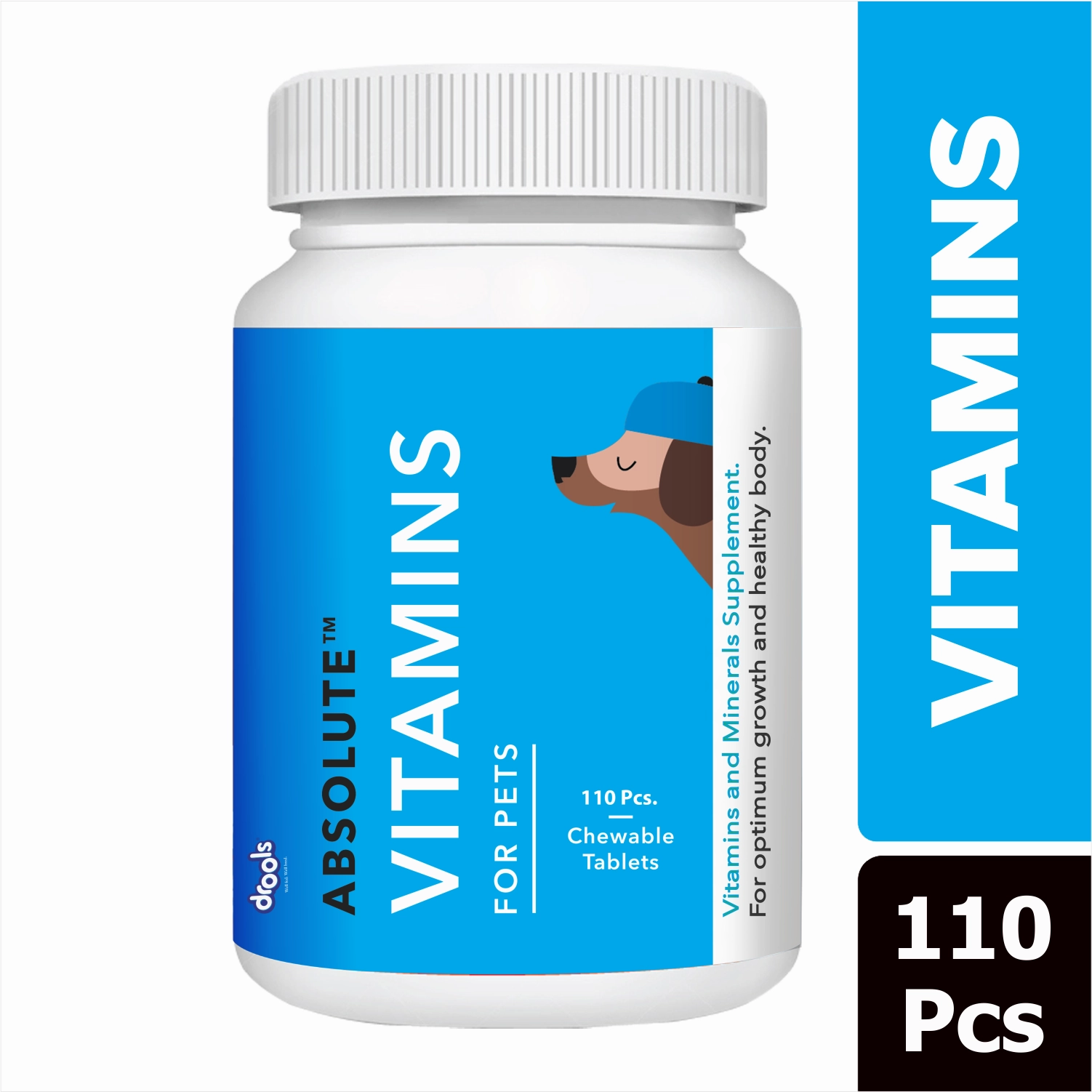 Drools Absolute Calcium, Vitamin and Skin & Coat Dog Supplement Tablets Combo
