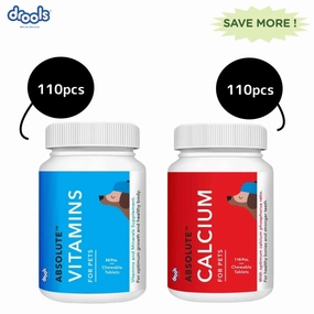 Drools Absolute Vitamin and Absolute Calcium Dog Supplement Tablets Combo