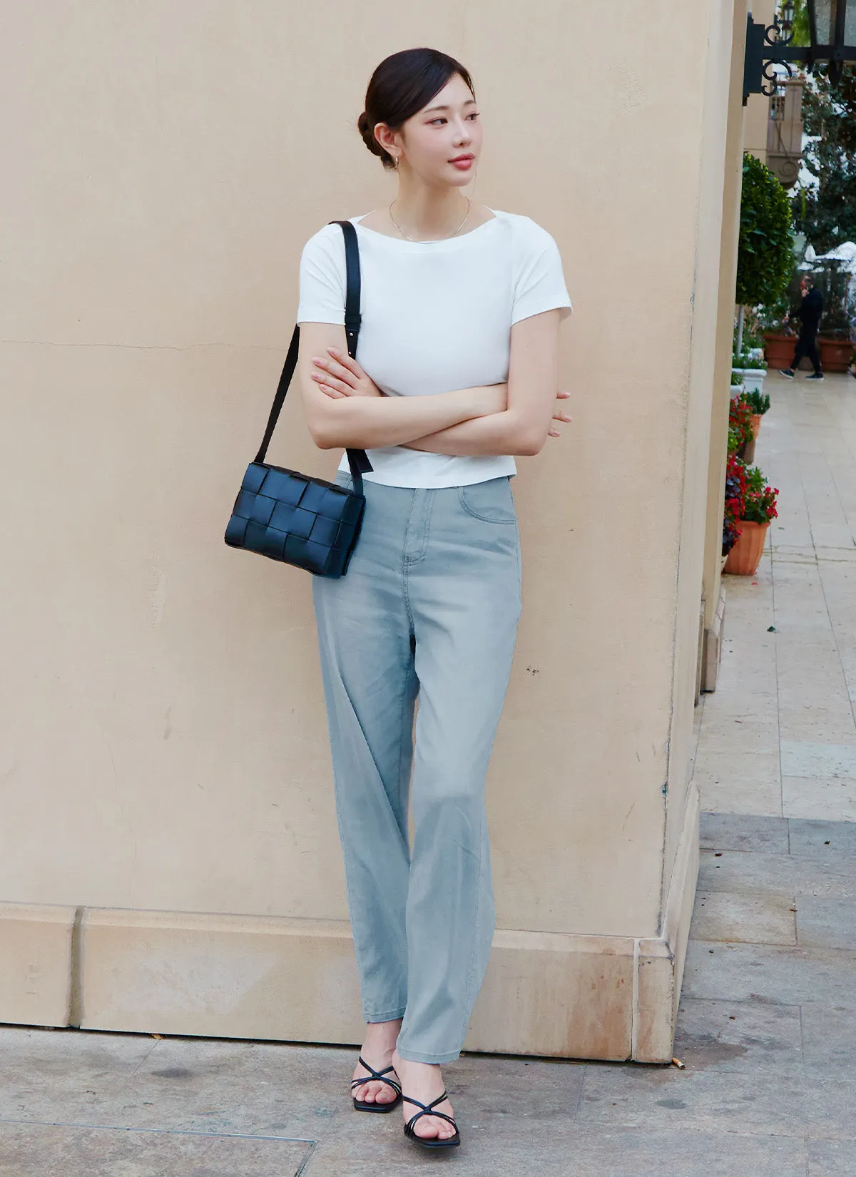 Easy Denim Wide Pants