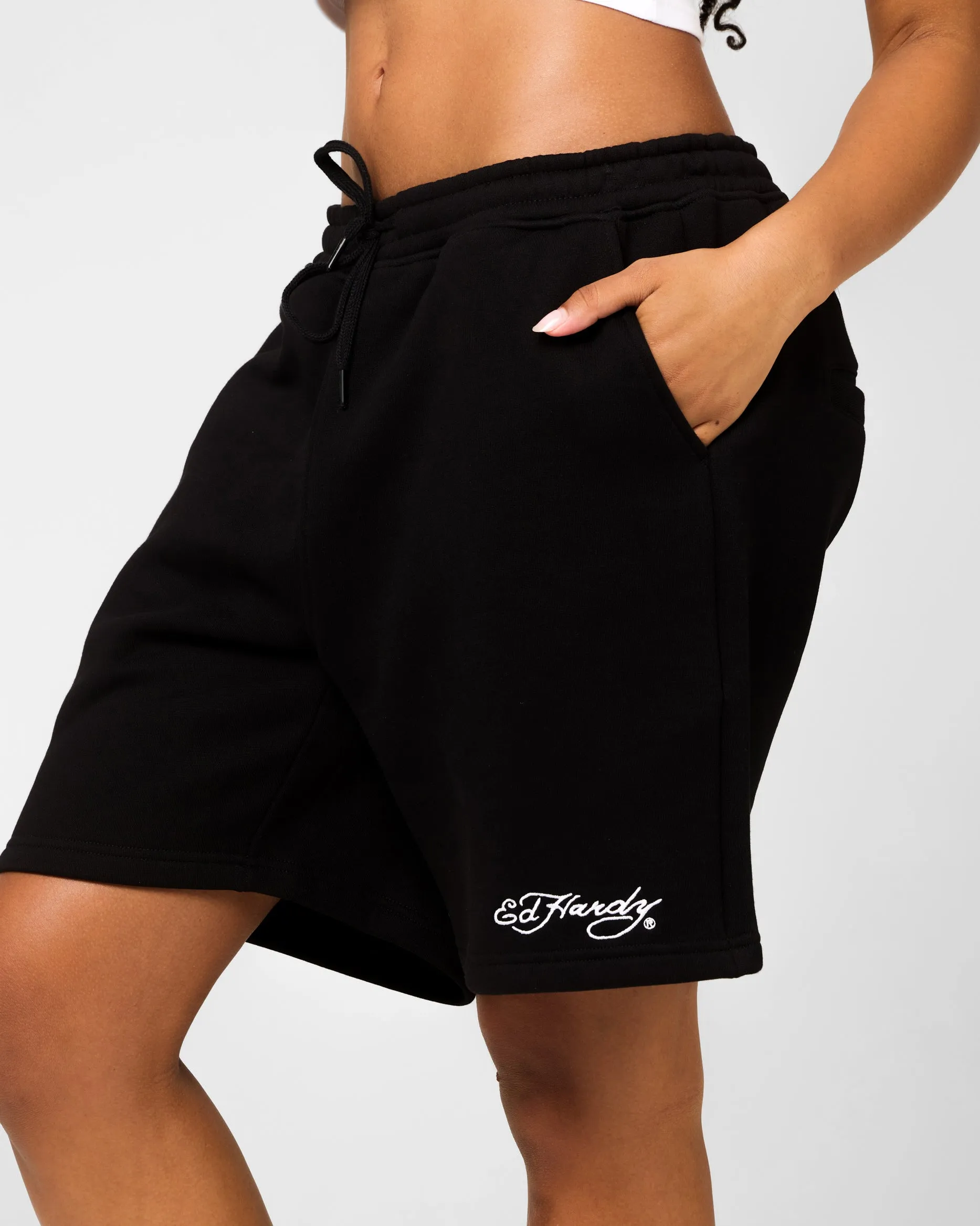 Ed Hardy Skull Fleece Shorts Black