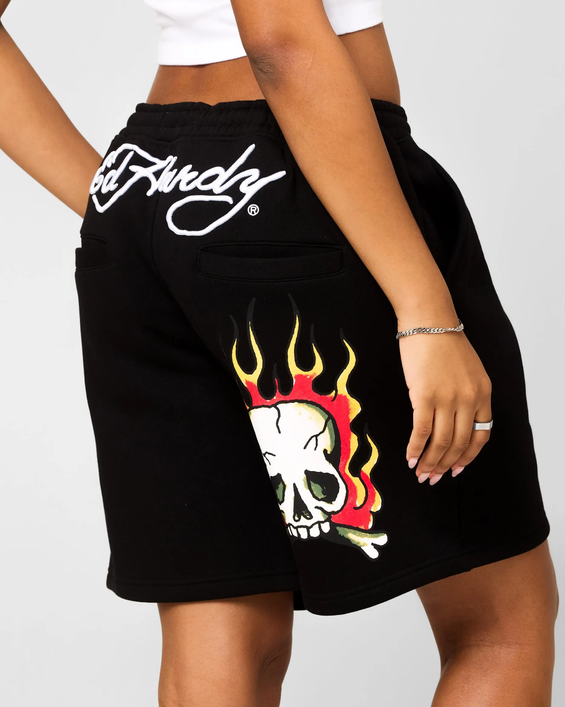 Ed Hardy Skull Fleece Shorts Black