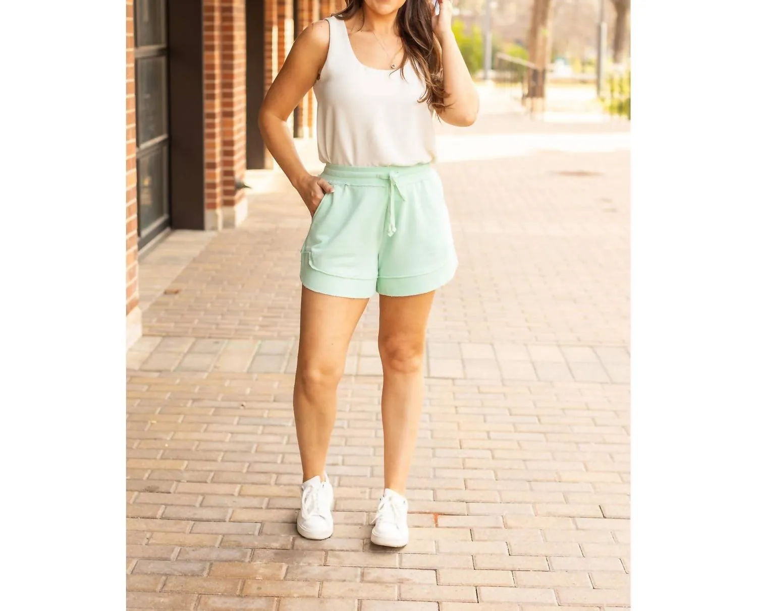 Emelia Terry Cloth Shorts In Mint