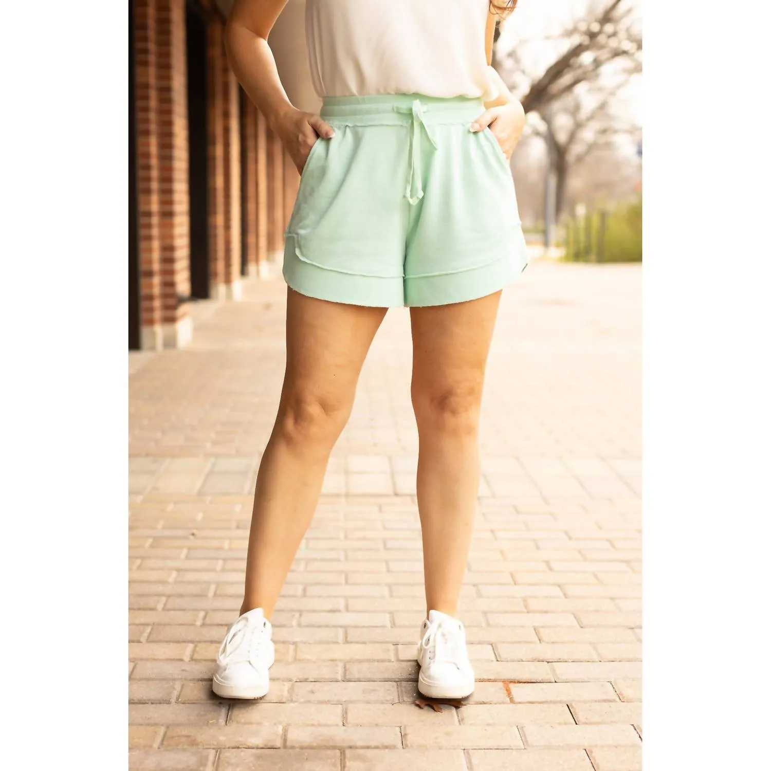 Emelia Terry Cloth Shorts In Mint