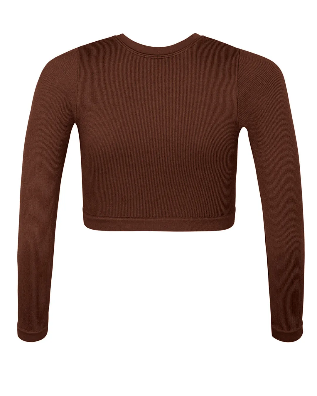 EVOKE Ribbed Long-Sleeve Crop Top | Maroon