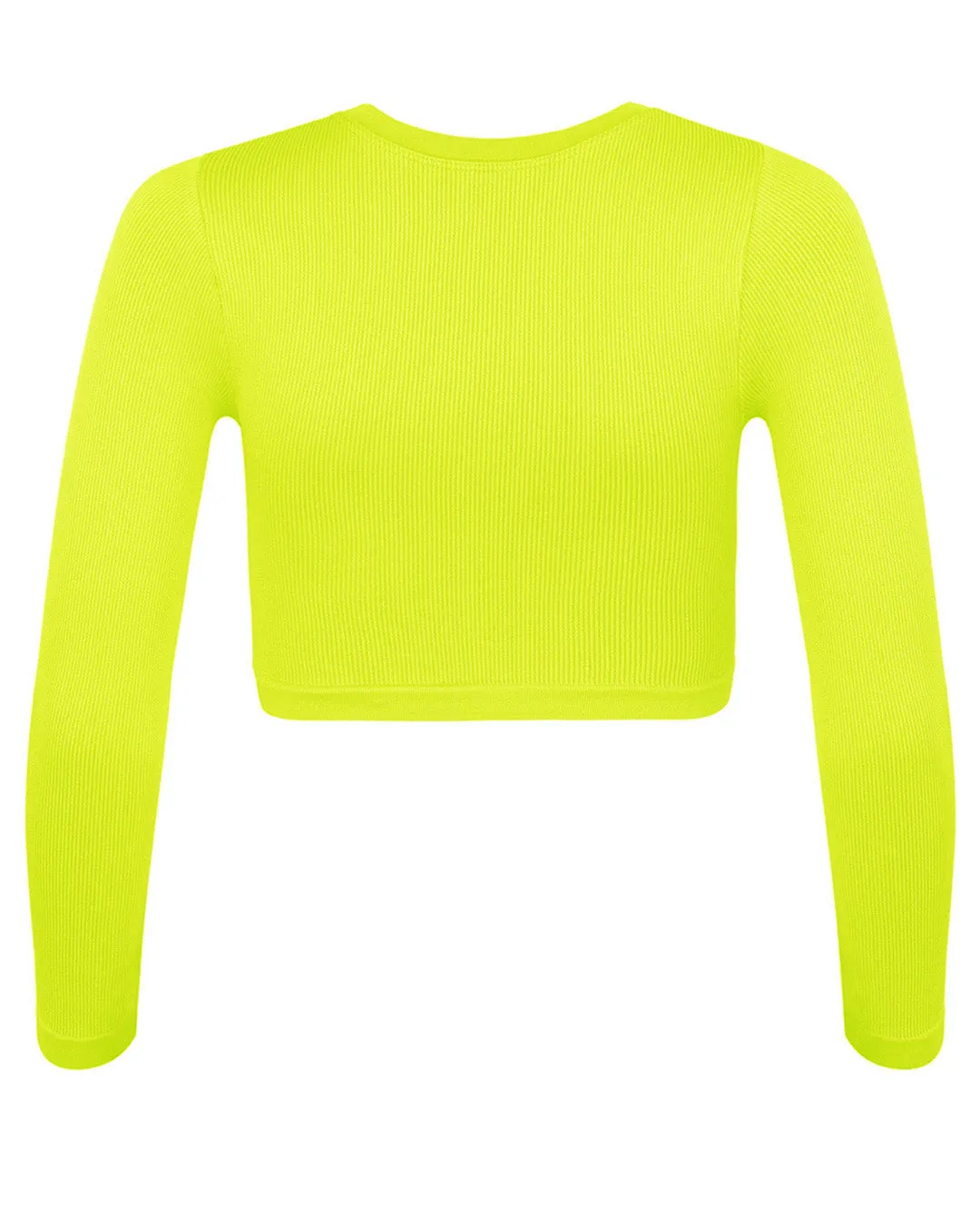 EVOKE Ribbed Long-Sleeve Crop Top | Neon Yellow