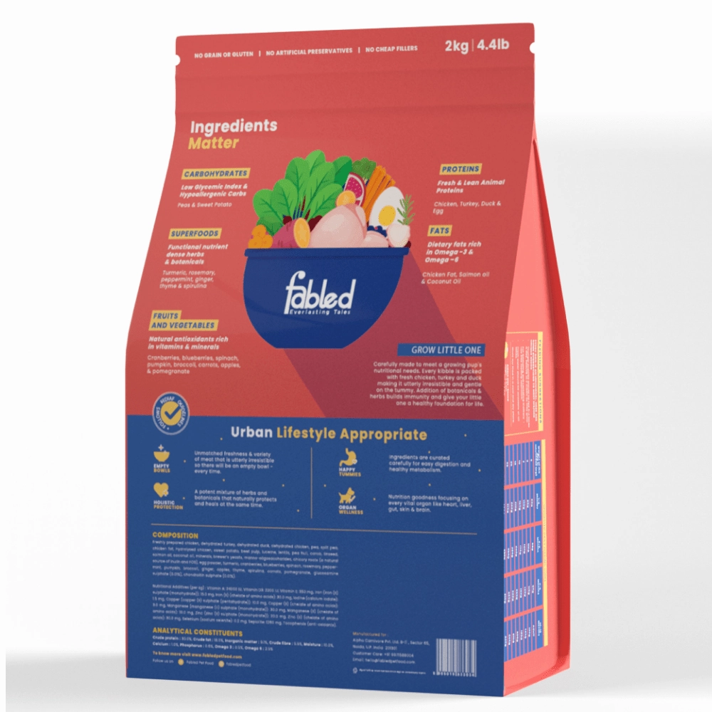 Fabled Grow Little One Fresh Chicken Turkey & Duck Small Medium Dog Dry Food
