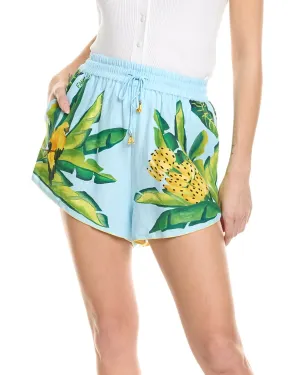 FARM Rio Foliage Linen-Blend Short
