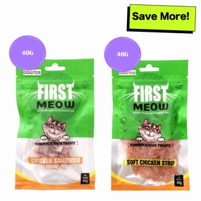 First Meow Chicken Sandwich and Chicken Strip Cat Treat Combo
