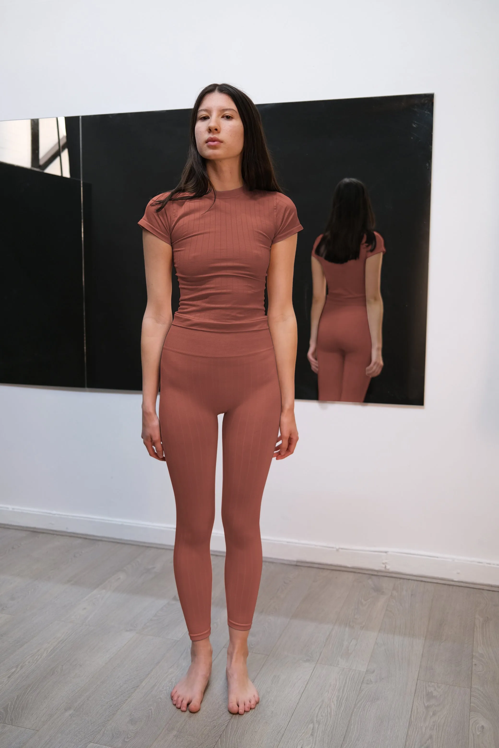 FLAT RIBBED SAPIENT T-Shirt | Rusty Pink