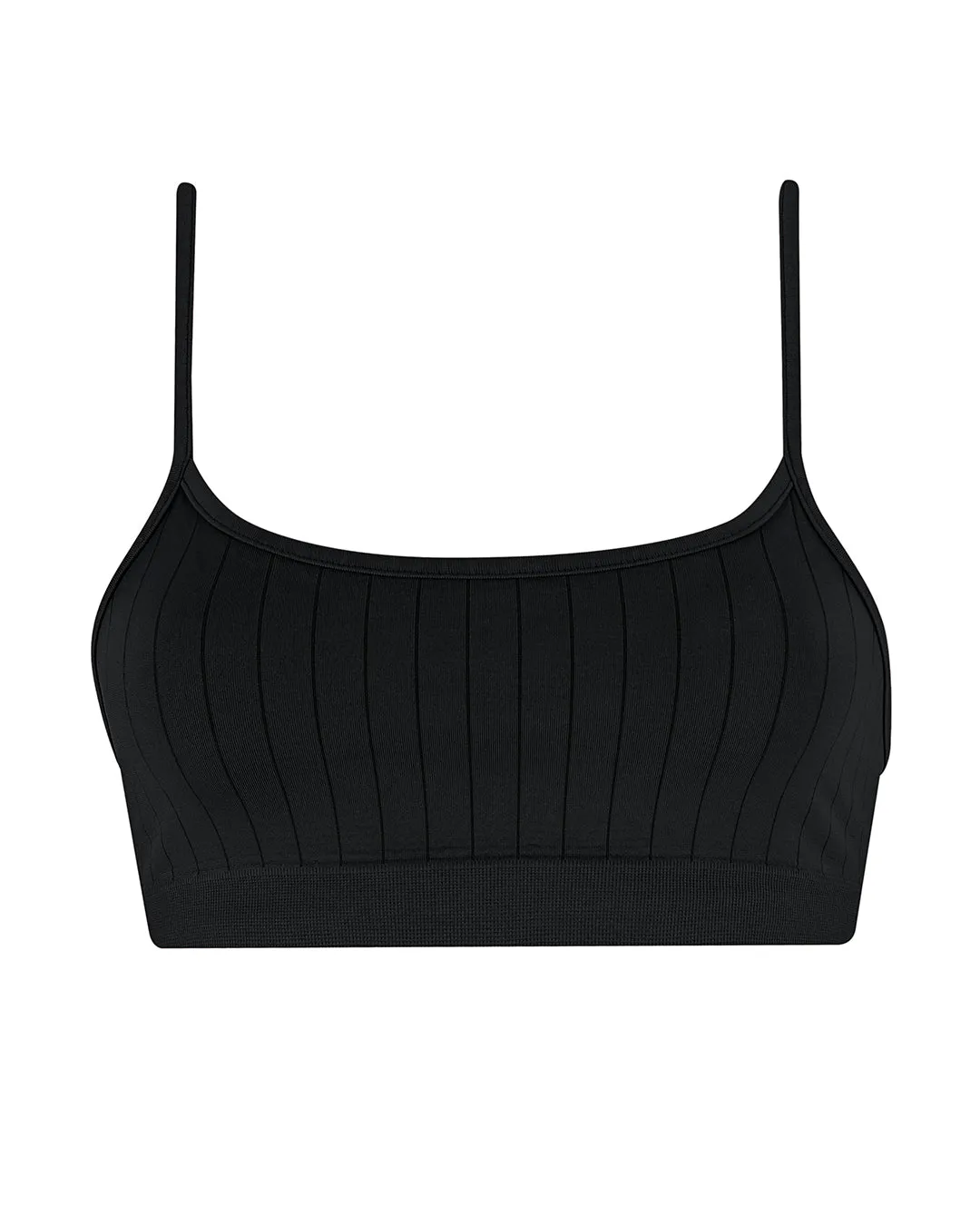 FLAT RIBBED SINCERE Bikini Bra Top | Black