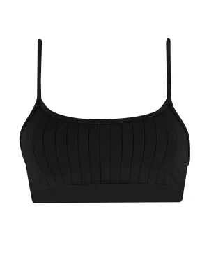 FLAT RIBBED SINCERE Bikini Bra Top | Black