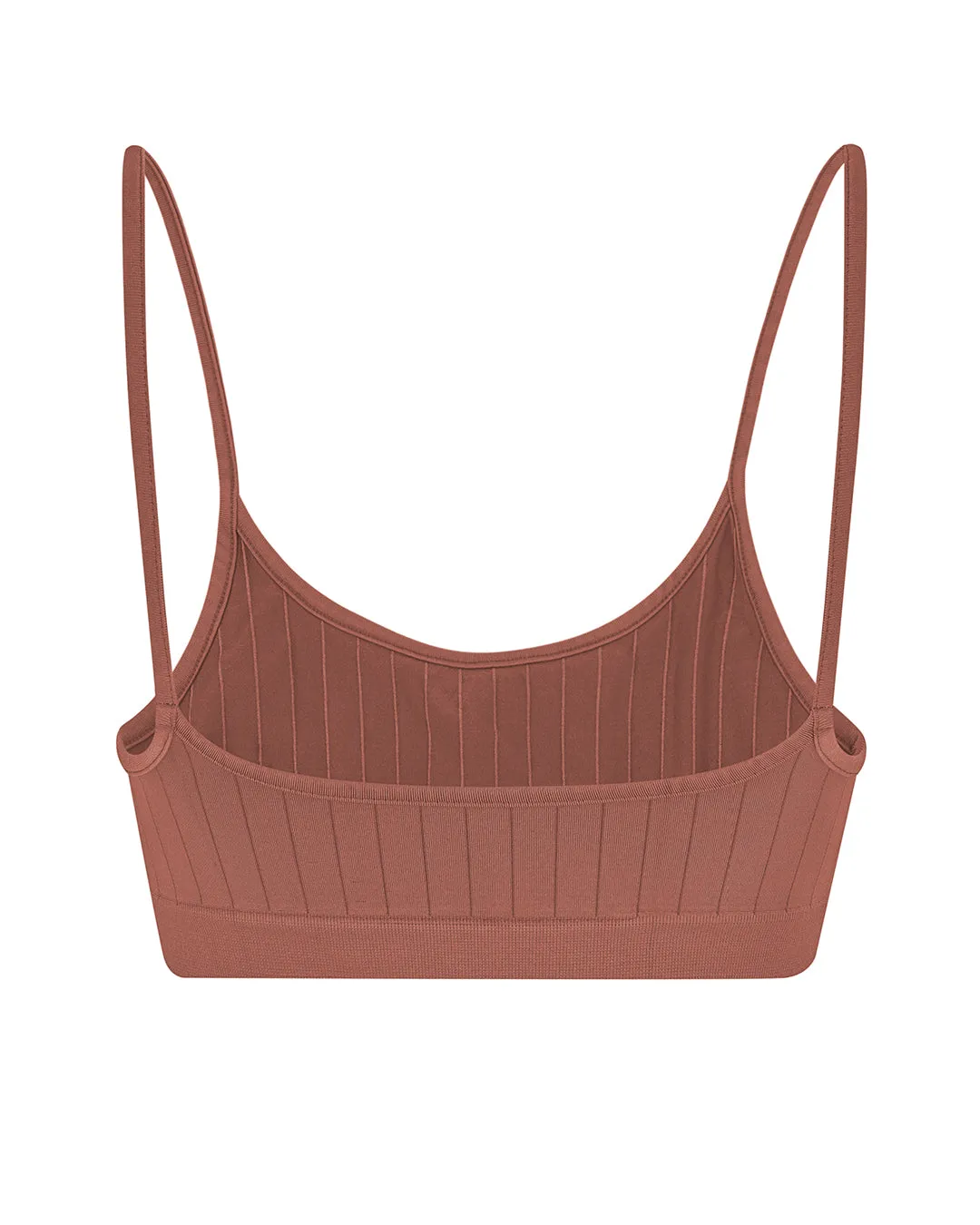 FLAT RIBBED SINCERE Bikini Bra Top | Rusty Pink
