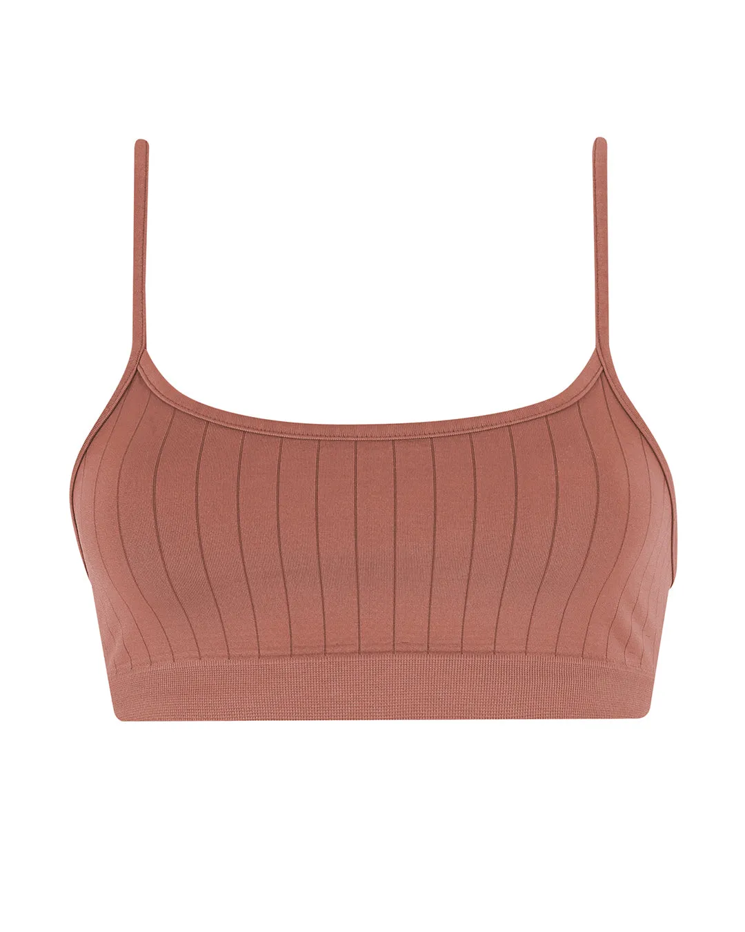 FLAT RIBBED SINCERE Bikini Bra Top | Rusty Pink
