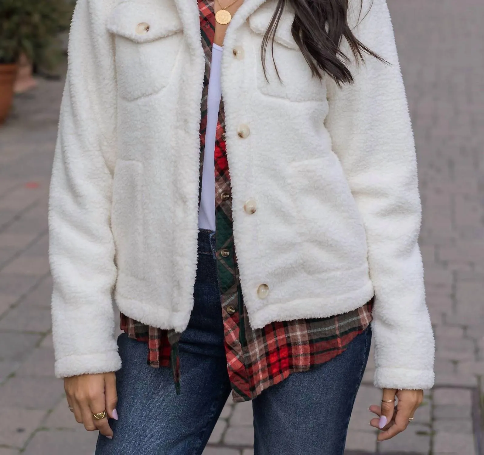 Fleece Jacket In Cream