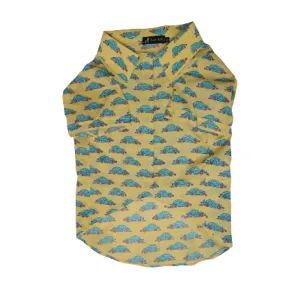 Floof & Co Car Print Cotton Shirt for Dogs (Yellow)