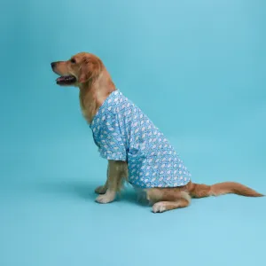Floof & Co Fish Print Cotton Shirt for Dogs (Blue)