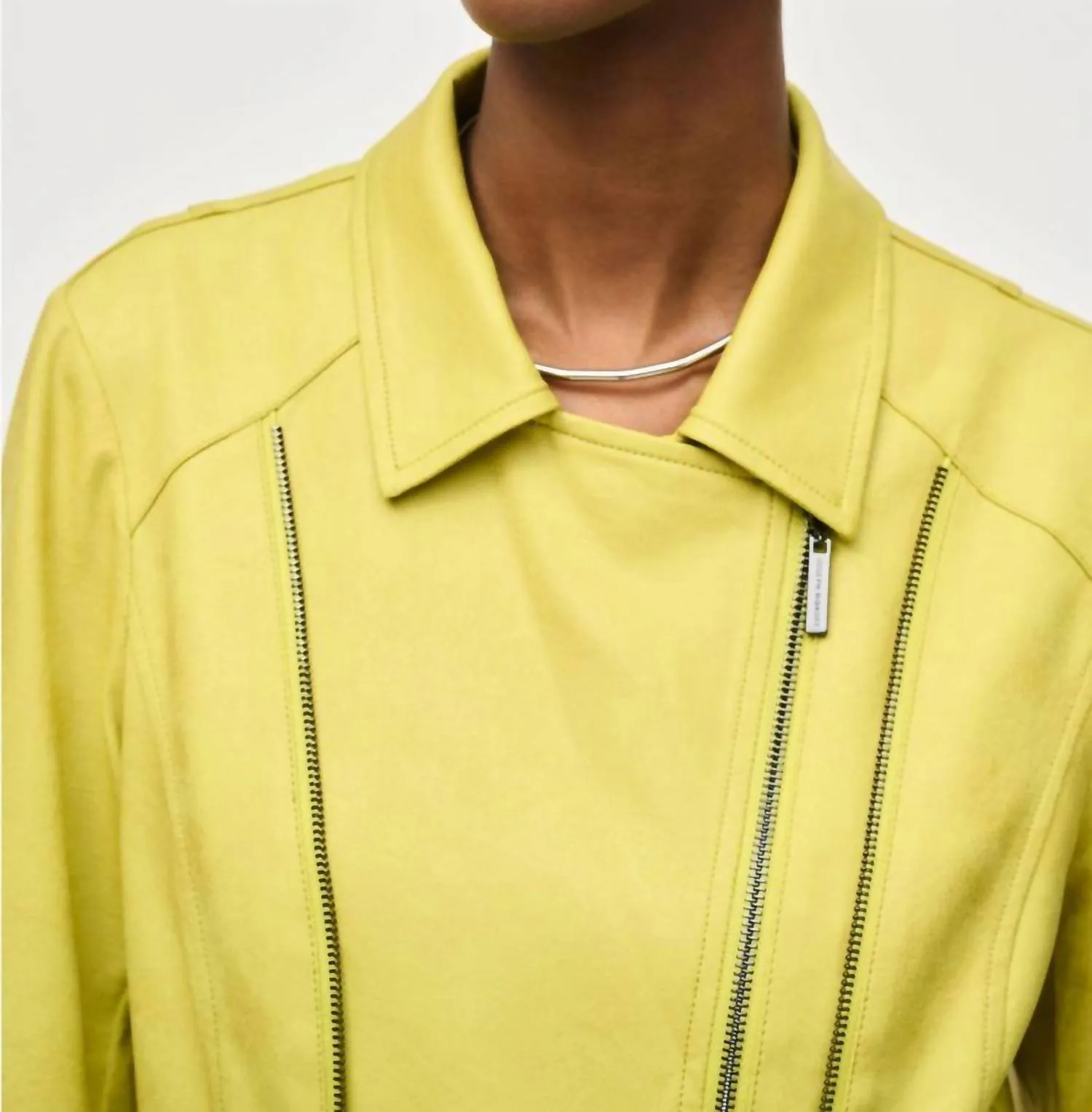 Foiled Faux Suede Jacket In Wasabi
