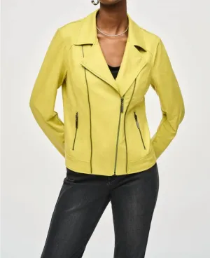 Foiled Faux Suede Jacket In Wasabi