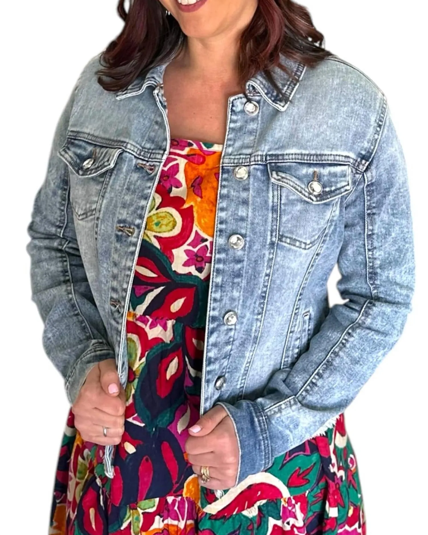Frayed Denim Jacket In Mercedes Wash