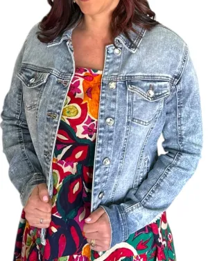 Frayed Denim Jacket In Mercedes Wash