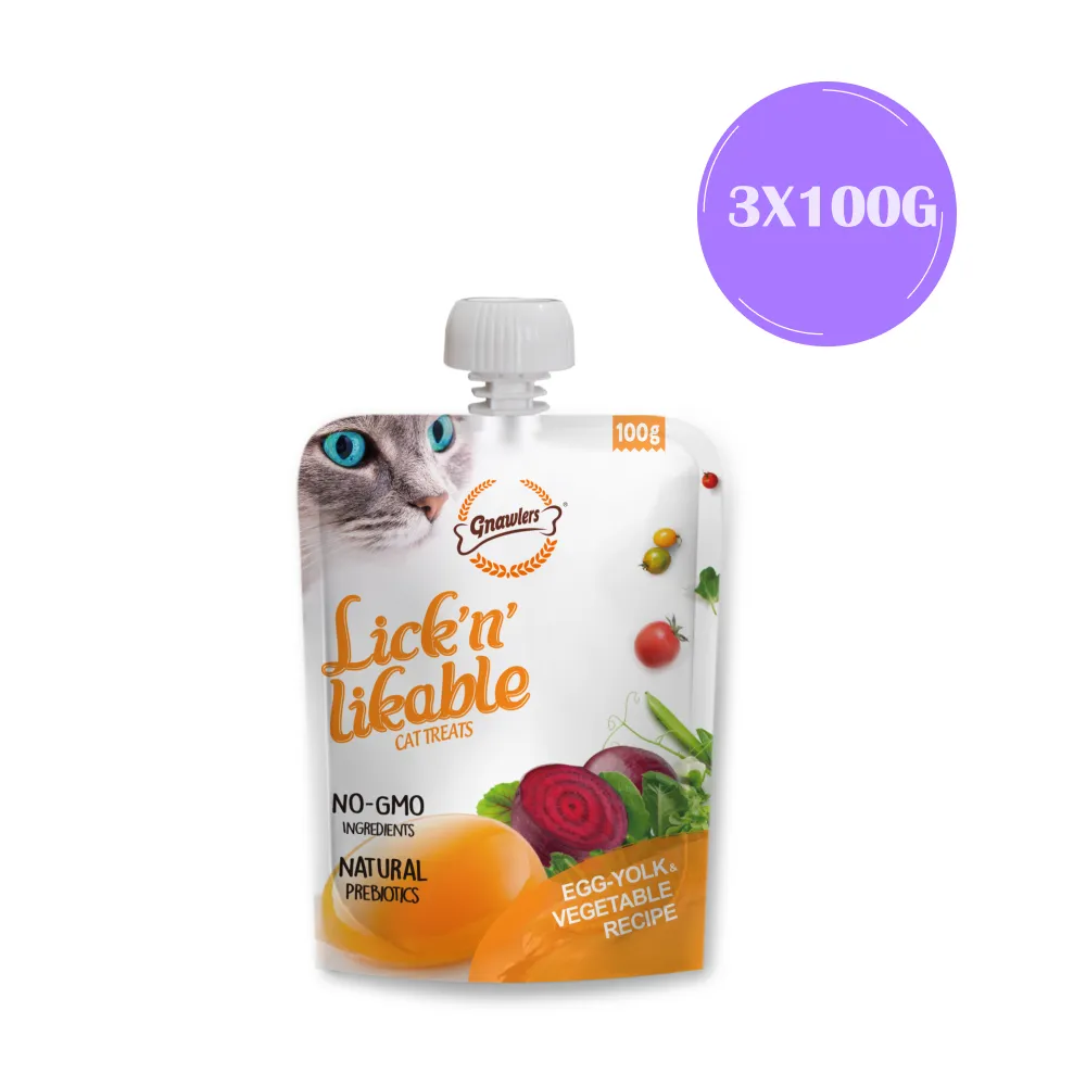 Gnawlers Lick n Likable Egg Yolk & Vegetable Cat Treats