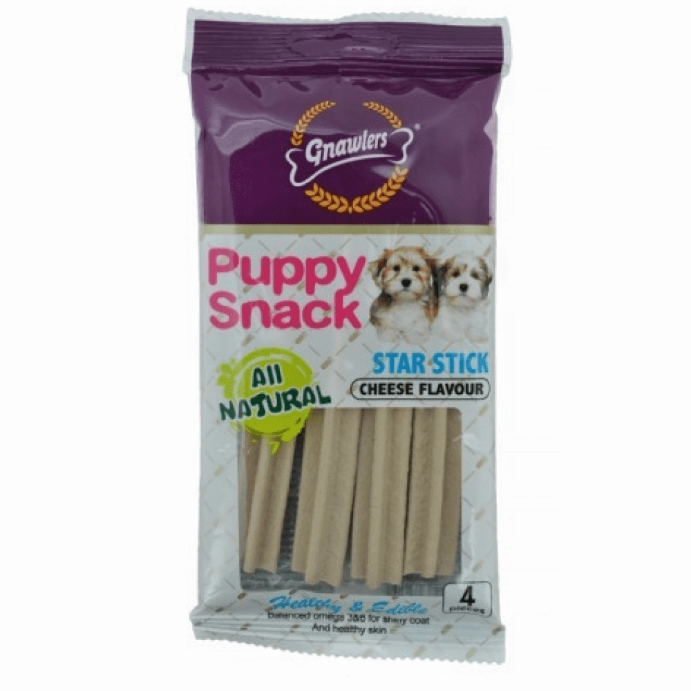 Gnawlers Puppy Snack Star Stick Cheese Flavoured Dog Treats
