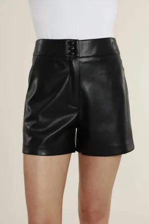 High Waisted Faux Leather Shorts In Black