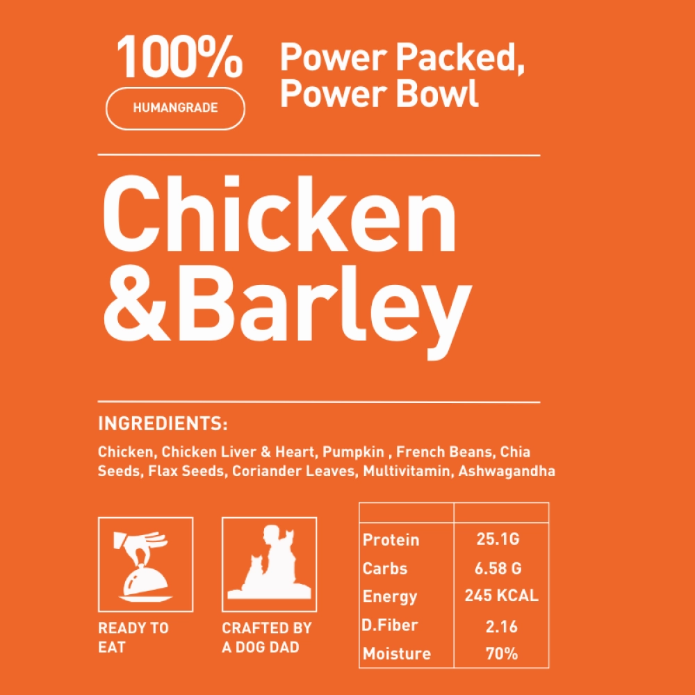 Homiee & Ginger Power Bowl Chicken & Barley Fresh Food for Dogs