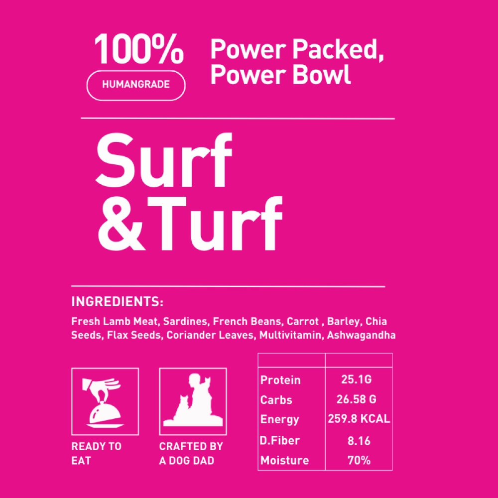 Homiee & Ginger Power Bowl Surf & Turf Fresh Food for Dogs