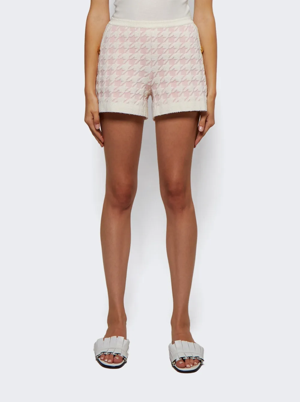 Houndstooth Light Tweed Shorts