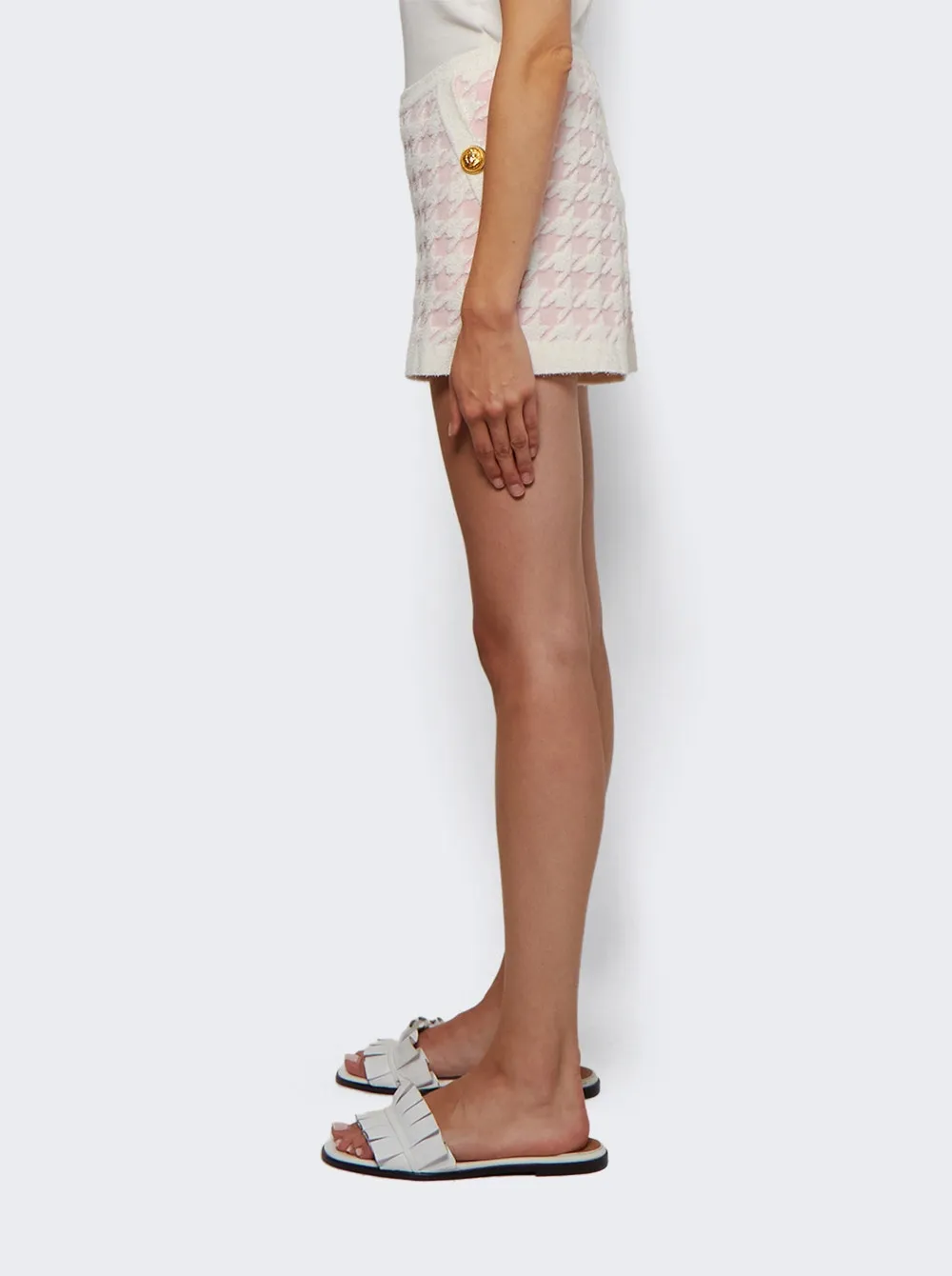 Houndstooth Light Tweed Shorts