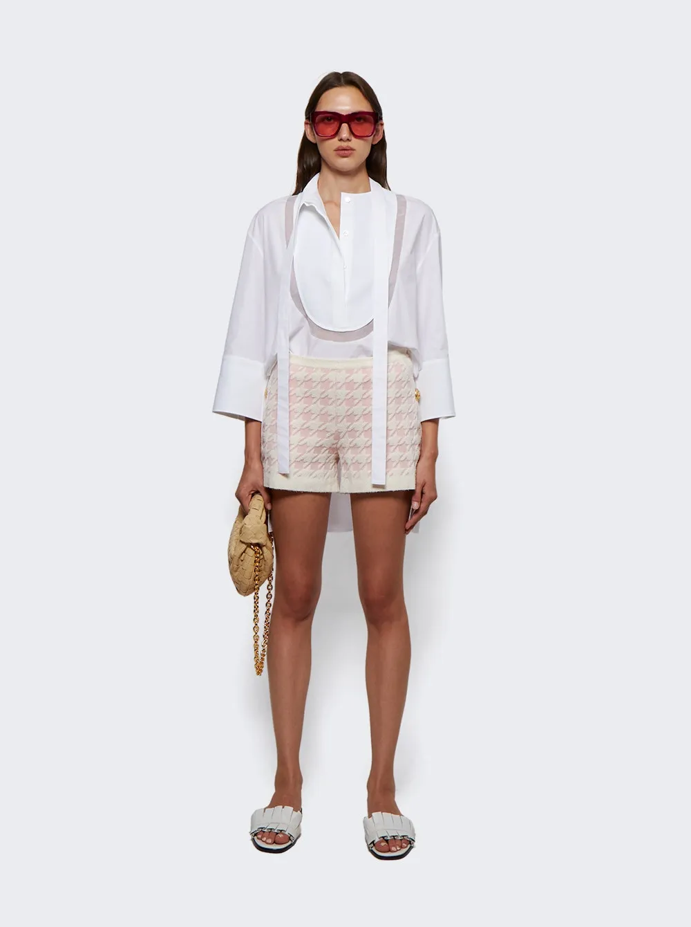 Houndstooth Light Tweed Shorts