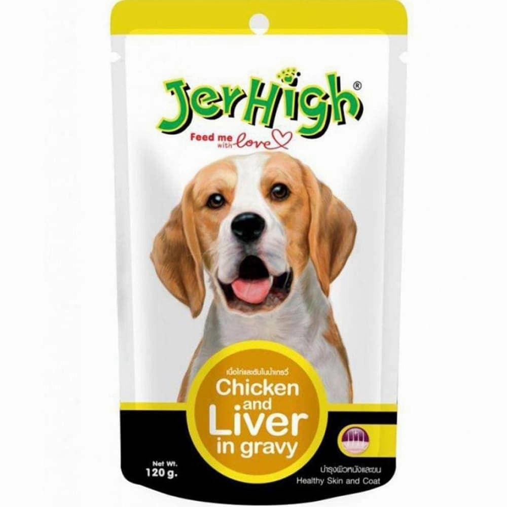 JerHigh Roasted Duck in Gravy and Chicken And Liver in Gravy Dog Wet Food Combo
