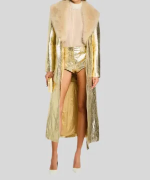 Kada Leather Jacket In Gold/cream