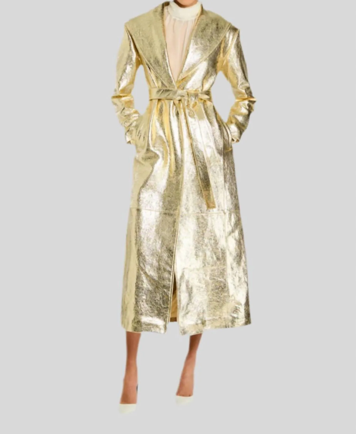 Kada Leather Jacket In Gold/cream