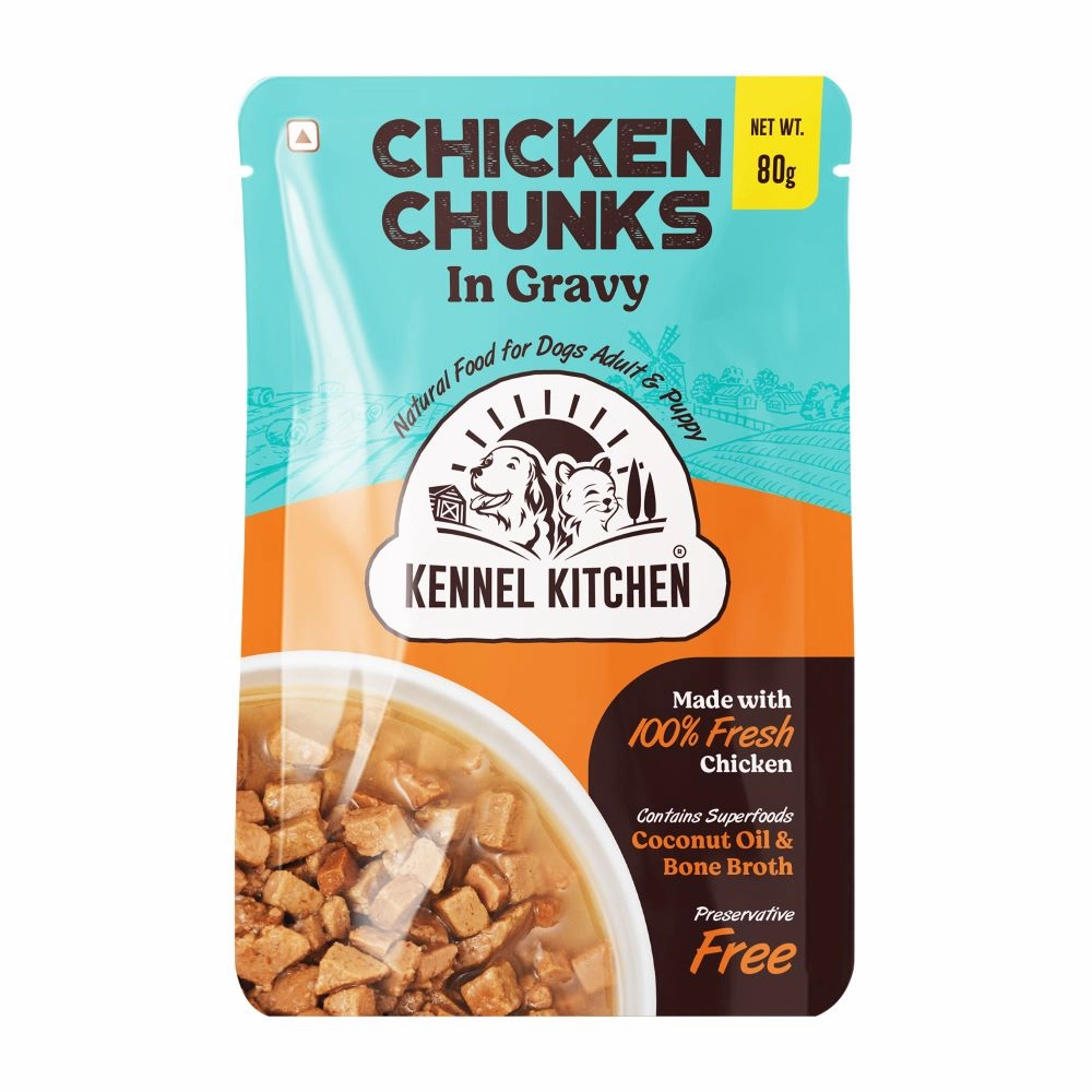Kennel Kitchen Chicken Chunks in Gravy Wet Food and Henlo Chicken Pops Dog Treats Combo