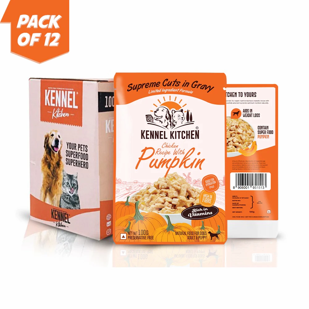 Kennel Kitchen Supreme Cuts in Gravy Chicken Recipe with Pumpkin Puppy & Adult Dog Wet Food (All Life Stage)