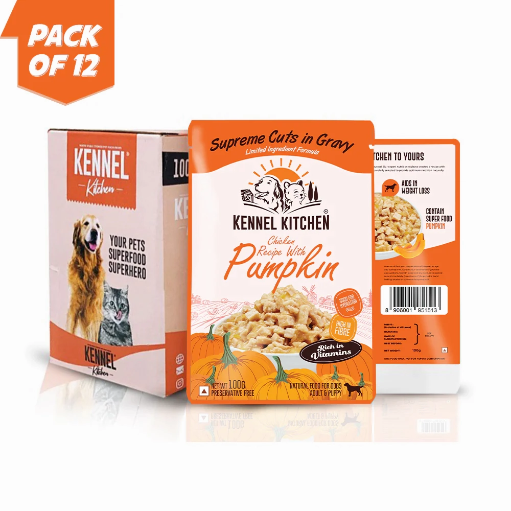 Kennel Kitchen Supreme Cuts in Gravy Chicken Recipe with Pumpkin Puppy & Adult Dog Wet Food (All Life Stage)