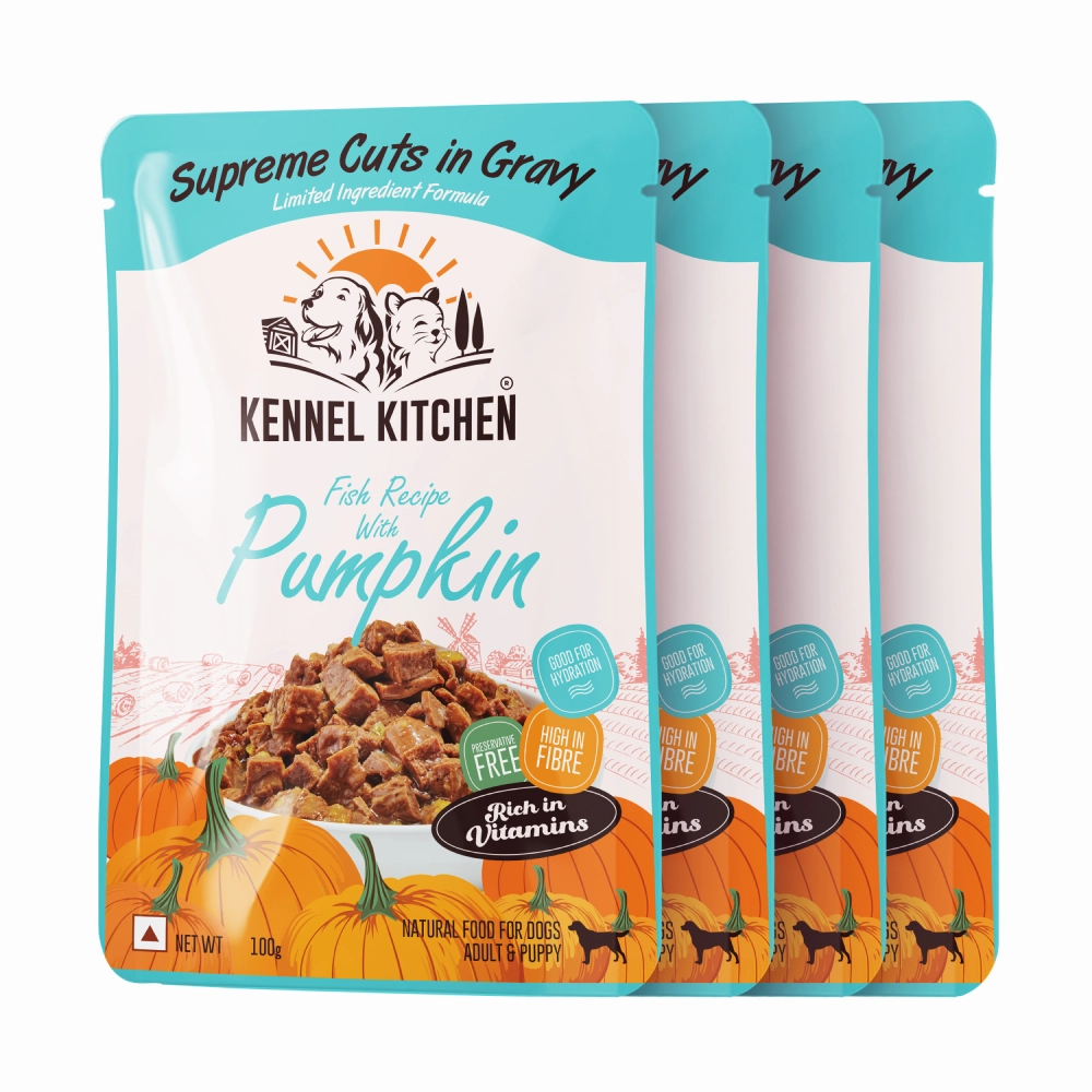 Kennel Kitchen Supreme Cuts in Gravy Fish Recipe with Pumpkin Puppy & Adult Dog Wet Food (All Life Stage)
