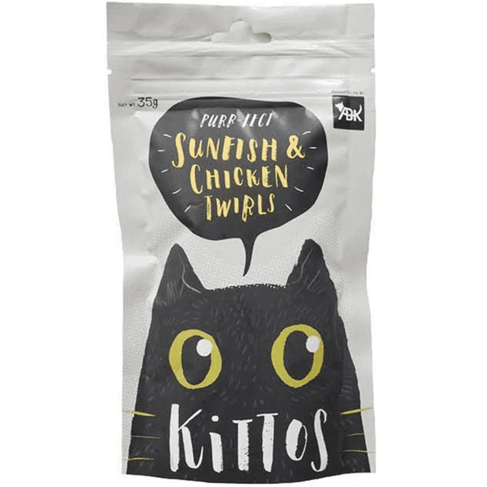 Kittos Purr Fect Sunfish Chicken and Twirls and Lamb Filet Bites Cat Treats Combo (3 3)