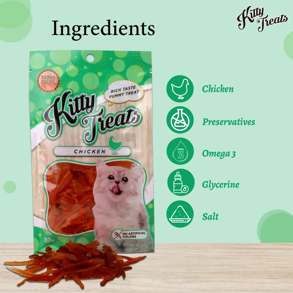 Kitty Treats Soft Chicken Jerky Sliced and Chicken & Tuna Cat Treats Combo