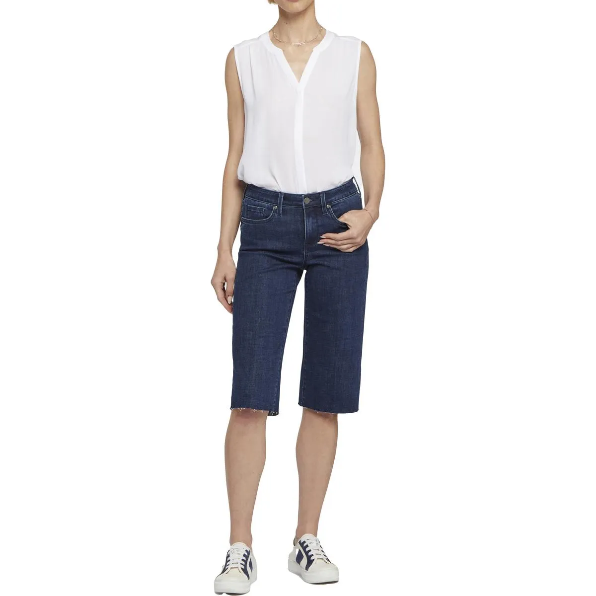 Kristie 80's Womens Raw Hem Denim Bermuda Shorts