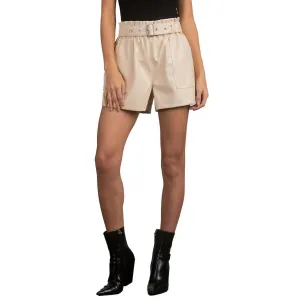 Leather Shorts In Beige