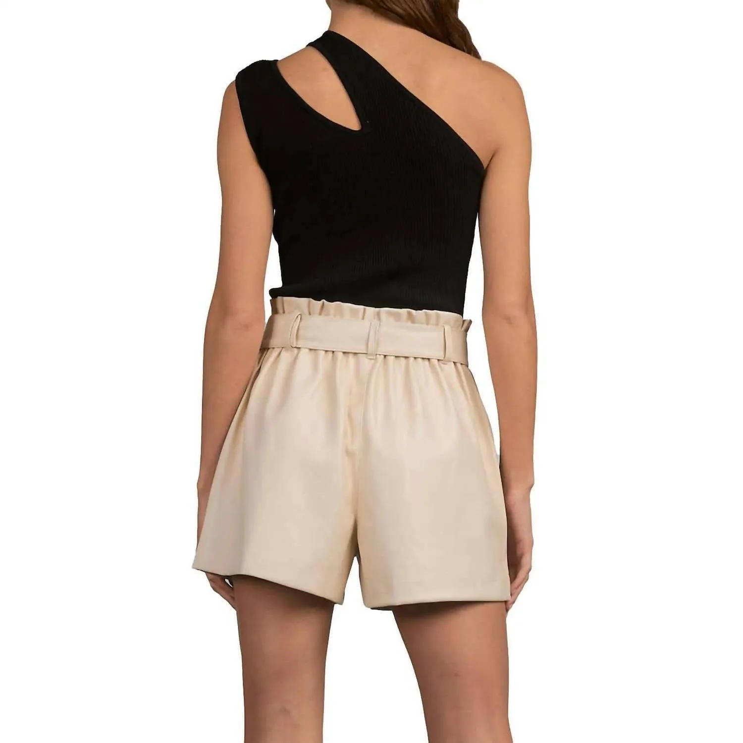 Leather Shorts In Beige