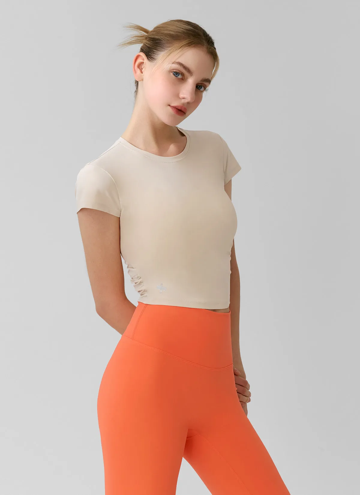 Light Tricot Overlap Short Sleeve